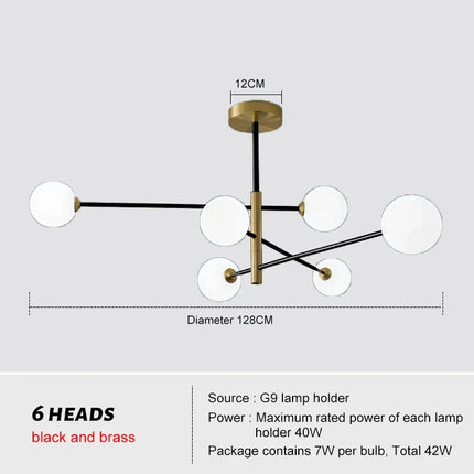 Lustre nordique en cuivre avec verre créatif et forme haricot — LZ4D9XQ