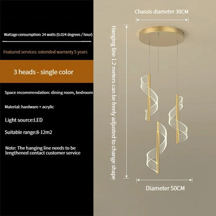 Lustre LED moderne en acrylique pour escaliers en colimaçon — LZ4X9P2
