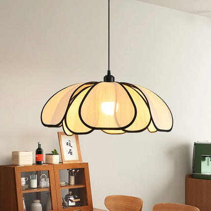 Lustre LED fait main en abaca style rétro français — LZ4G7XQ