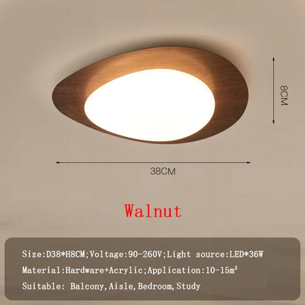 Plafonnier LED nordique en bois noyer et acrylique avec galets — LZ4X9P2