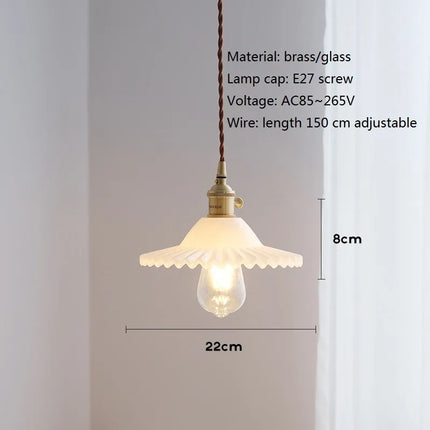 Suspension vintage en verre et laiton style nordique — LZ4X9P2