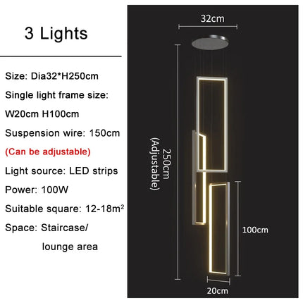 Lustre LED rectangulaire grand modèle finition or noir pour intérieur — LZ4P9XJ