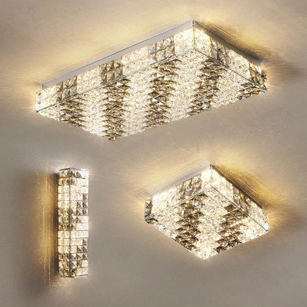 Plafonnier LED carré cristal style art déco moderne élégant — LZ4X9T2