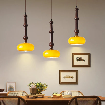 Suspension en bois d’hévéa et verre pour intérieur moderne — LZ4X9Q2