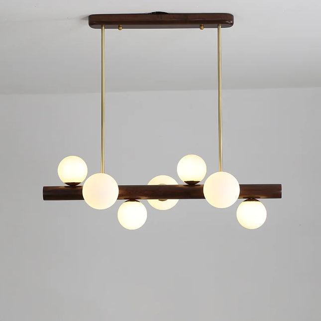 Lustre suspension minimaliste en bois noyer et caoutchouc — LZ4X9J