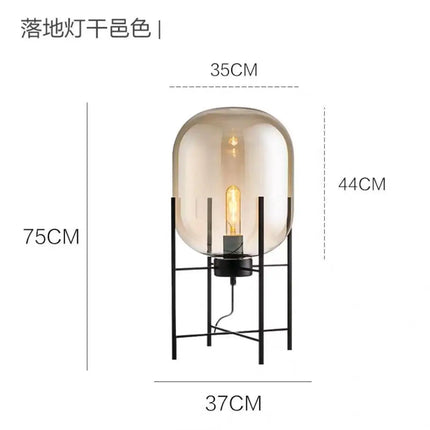 Lampadaire post-moderne avec abat-jour en verre cognac — LZ4X9P