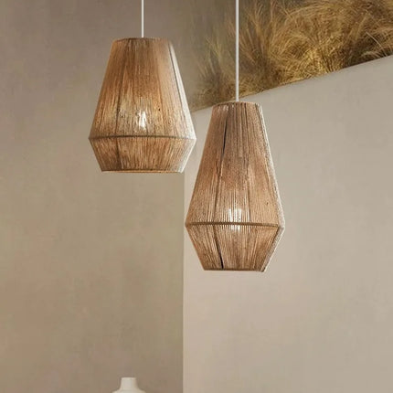 Suspension en rotin style japonais wabi sabi pour intérieur rustique — LZ4X9P