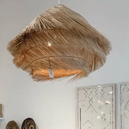 Lustre suspension en rotin tressé style wabi sabi pour intérieur — LZ4N7Q2
