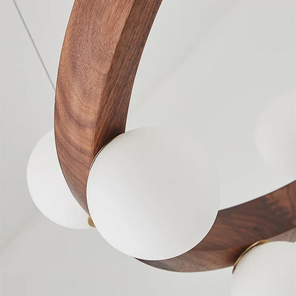 Suspension ronde en bois style nordique pour salon et salle à manger — LZ4X9P