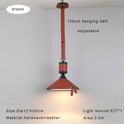 Lustre LED moderne avec ceinture en cuir pour décoration intérieure — LZ4X9P