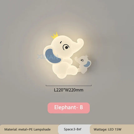 applique murale créative en forme d'éléphant pour éclairage intérieur