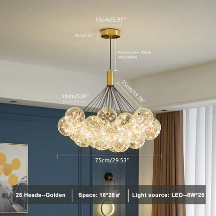 Suspension LED en verre transparent à hauteur réglable design moderne — LZ4X9P