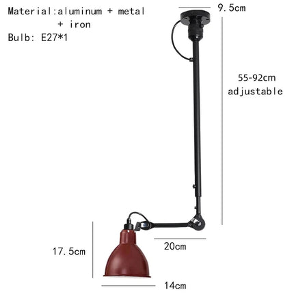 Lustre rétro américain avec abat-jour ajustable en hauteur — LZ4X7JQ