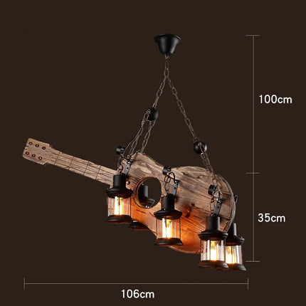 Lustre suspension rétro en bois style industriel pour café — LZ4D7Q9