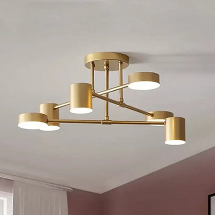 Lustre LED moderne semi-noir blanc et or pour salon et chambre — LZ4M9Q2