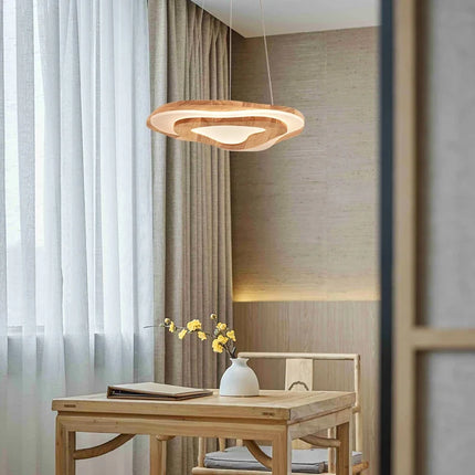 Plafonnier LED zen en bois avec diffuseur nuage acrylique — LZ4X9T