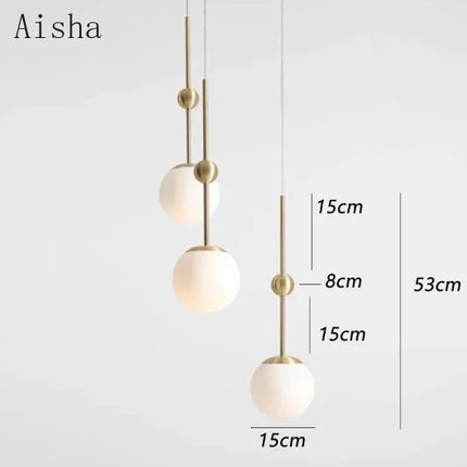 Lustre design moderne en verre doré à trois têtes — LZ4X9M
