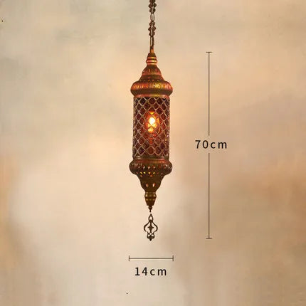 Lustre industriel rétro en fer avec verre coloré pour établissements asiatiques — LZ7XQ2