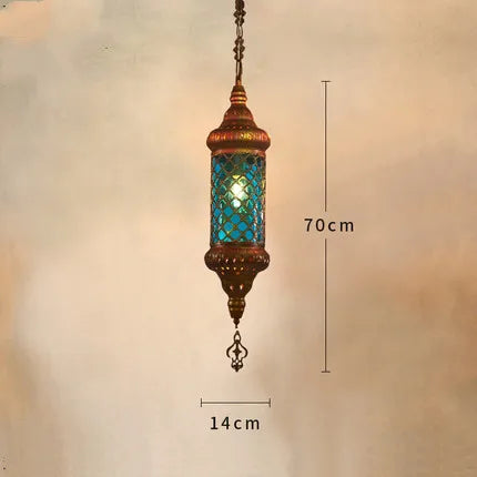 Lustre industriel rétro en fer avec verre coloré pour établissements asiatiques — LZ7XQ2
