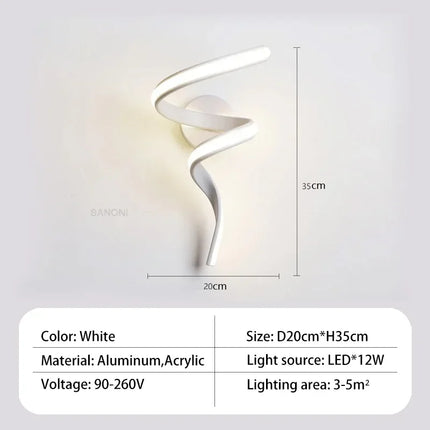 Applique murale LED décorative à spirale incurvée — LZ4X9T1