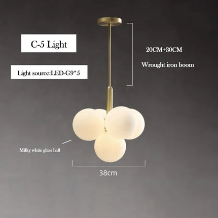 Lustre suspension en verre laiteux style nordique pour intérieur — LZ4D9X2