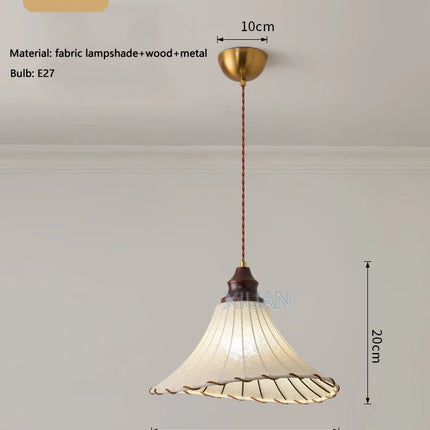 Lustre suspension rétro en lin style wabi-sabi pour décoration médiévale — LZ4X9P2