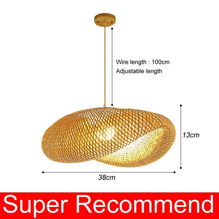 Lustre suspension en bambou et rotin tissé style japonais — LZ4X9M