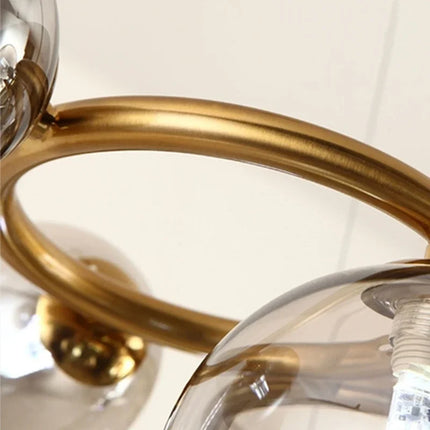 Lustre suspension nordique en verre fumé et doré pour intérieur moderne — LZ4X9P