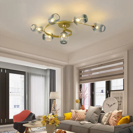 Lustre suspension nordique en spirale verre et fer — LZ4X9P2