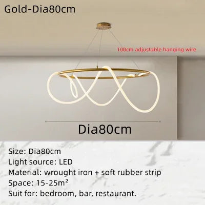 Lustre suspendu rond LED style nordique pour salon et hôtel — LZ4XJ9