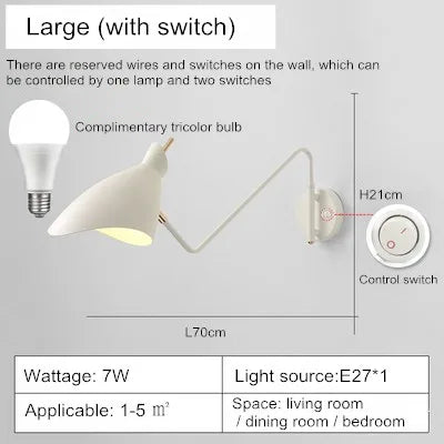 Applique murale LED à bras long réglable au design créatif — LZ4X9T
