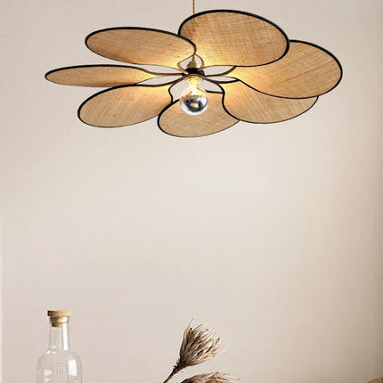 Lustre LED tissé en paille de fleur japonaise pour intérieur — LZ4X9JQ