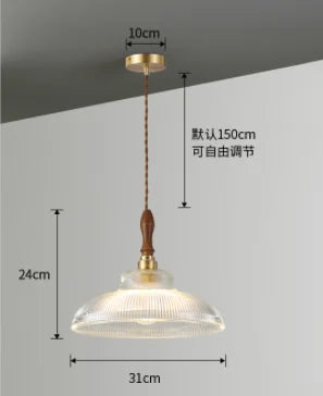 Lustre rétro en cuivre avec abat-jour en verre pour intérieur — LZ4X9P