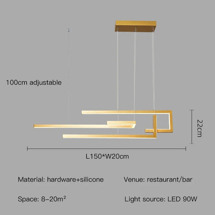 Suspension LED rectangulaire moderne à intensité variable — LZ4X9M