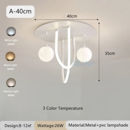 Lustre suspension 3D LED boule ronde lune intérieure — LZ4X9P