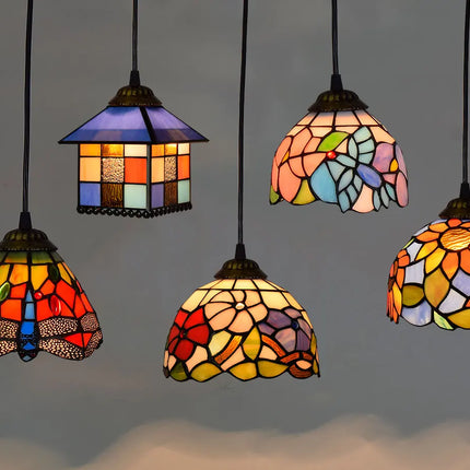 Lustre en verre style Tiffany rétro pour intérieur méditerranéen — LZ4X9P