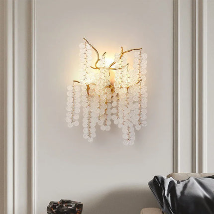 Applique murale LED art déco en cristal et aluminium doré — LZ4X9P2