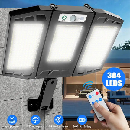 Lampadaire solaire étanche 384 LED avec capteur et télécommande — LZ4X9M