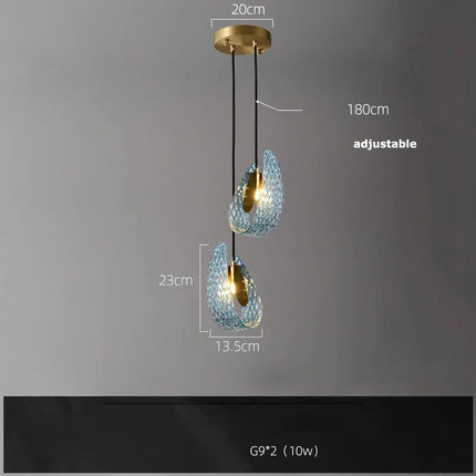 Suspension en verre bleu design pour couloir et chambre — LZ4X9T