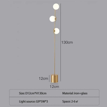 Lampadaire nordique à trois têtes en verre blanc design post-moderne — LZ4QJ7M