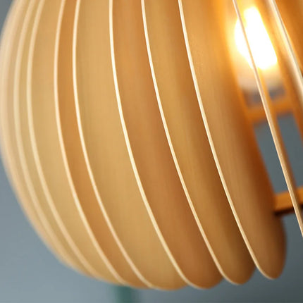 lustre en bois japonais style nordique rétro citrouille pour intérieur