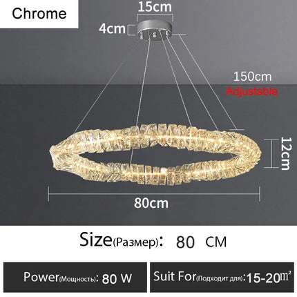 Lustre anneau LED dimmable en cristal pour intérieur moderne — LZ7XQ2