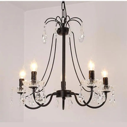 Lustre rétro créatif en fer et cristal style américain — LZ4X9P2