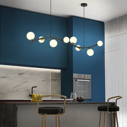 Lustre suspension en verre noir style nordique pour bar et restaurant — LZ4X9J