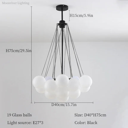 lustre moderne en verre à bulles pour bar et boutique