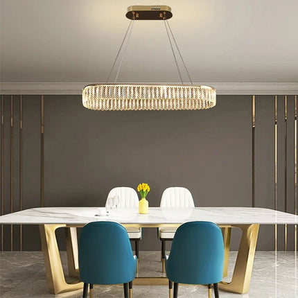 Lustre LED en cristal à anneaux multiples et formes losange et rond — LZ4X9P2