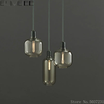 Suspension en verre avec détail marbre au design industriel élégant — LZ4X9B2