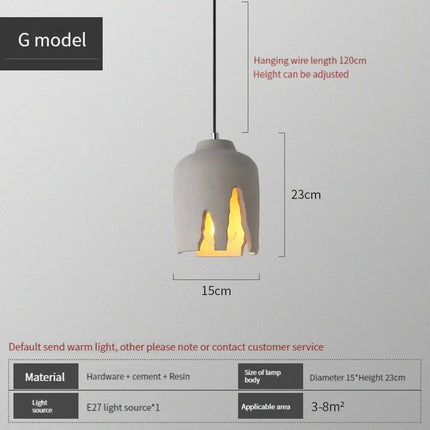 Suspension industrielle avec abat-jour en ciment et béton — LZ4X9T