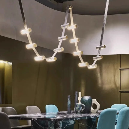 Lustre Art Déco LED avec barre lumineuse en cuir synthétique — LZ4G7XQ