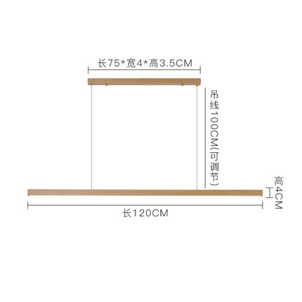 Lustre rétro en bois de noyer avec bande allongée pour loft — LZ4F7Q2